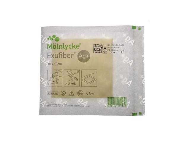 Exufiber Ag+ Opatrunek z włókien nasączony żelem ze srebrem 10 x 10 cm interakcje ulotka opatrunek - 1 szt.