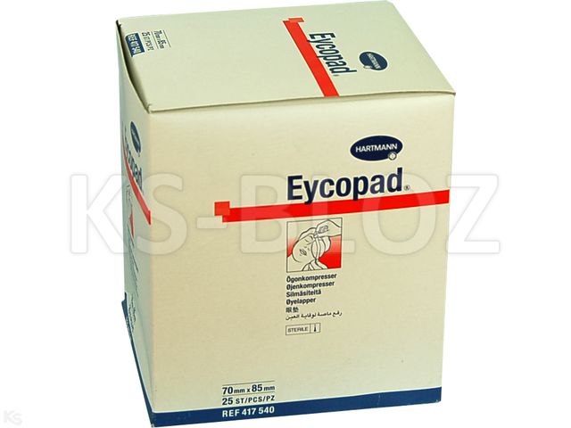 Eycopad Kompresy oczne jałowe 70 x 85 mm interakcje ulotka kompres  25 szt.