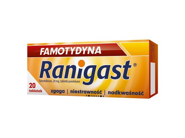 Famotydyna Ranigast interakcje ulotka tabletki powlekane 20 mg 20 tabl.
