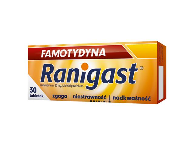 Famotydyna Ranigast interakcje ulotka tabletki powlekane 20 mg 30 tabl.