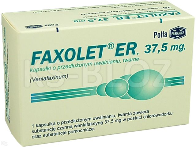 Faxolet ER interakcje ulotka kapsułki o przedłużonym uwalnianiu twarde 37,5 mg 28 kaps.