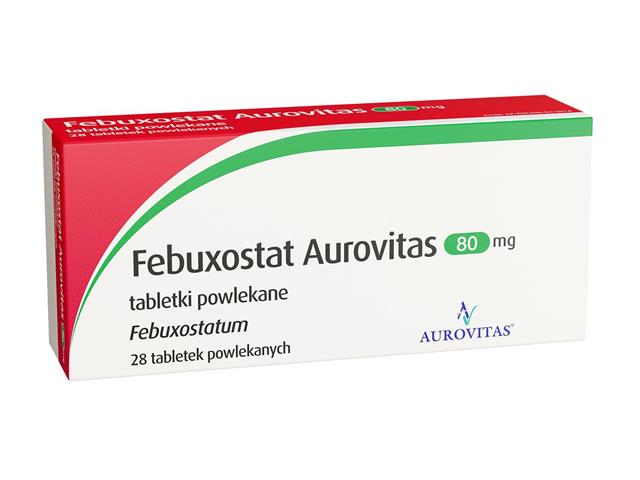 Febuxostat Aurovitas interakcje ulotka tabletki powlekane 80 mg 28 tabl.