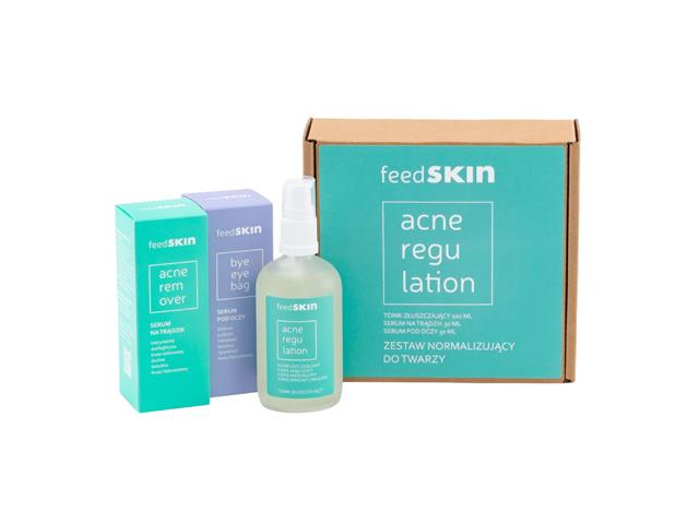 FEEDSKIN Zestaw normalizujący do twarzy Tonik+Serum na trądzik+Serum pod oczy interakcje ulotka zestaw  100 ml | + 30 ml + 30 ml