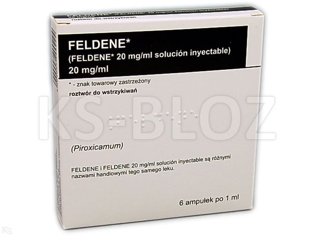 Feldene interakcje ulotka roztwór do wstrzykiwań domięśniowych 20 mg/ml 6 amp. po 1 ml