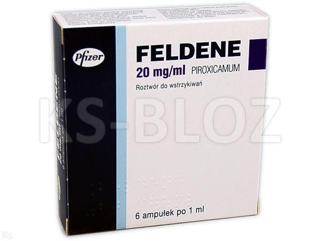 Feldene interakcje ulotka roztwór do wstrzykiwań domięśniowych 20 mg/ml 6 amp. po 1 ml