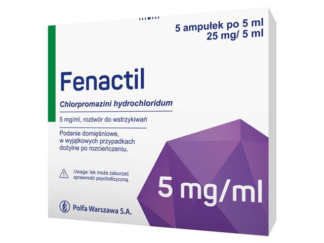 Fenactil interakcje ulotka roztwór do wstrzykiwań 5 mg/ml 5 amp. po 5 ml