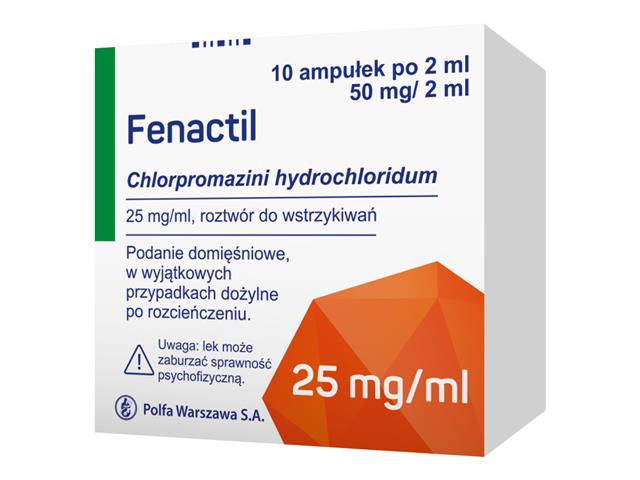 Fenactil interakcje ulotka roztwór do wstrzykiwań 25 mg/ml 10 amp. po 2 ml