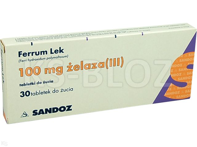 Ferrum Lek interakcje ulotka tabletki do żucia 100 mg Fe (III) 30 tabl. (3 blist. po 10 tabl.)