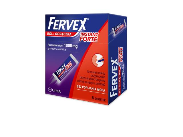 Fervex Ból I Gorączka Instant Forte interakcje ulotka granulat 1 g 8 sasz.