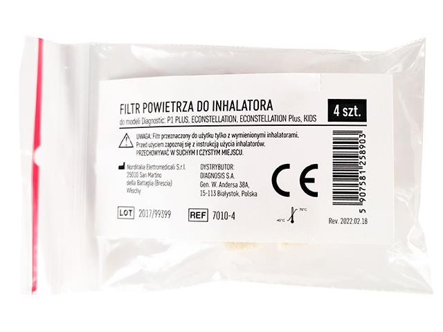 Filtr powietrza do inhalatora EC/P1/Kids interakcje ulotka filtr  4 szt.