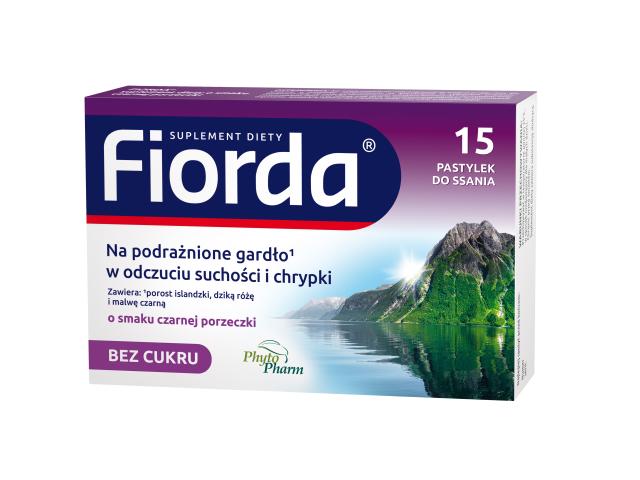 Fiorda czarna porzeczka interakcje ulotka pastylki do ssania  15 pastyl.