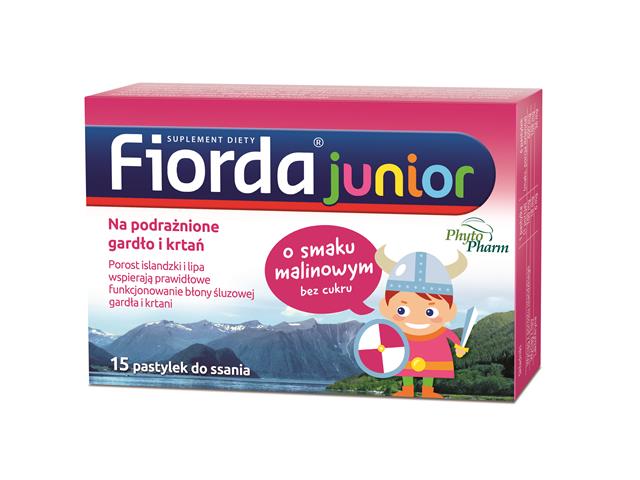 Fiorda Junior o smaku malinowym interakcje ulotka pastylki  15 pastyl.