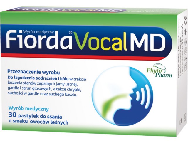 Fiorda Vocal Md o smaku owoców leśnych interakcje ulotka pastylki do ssania  30 pastyl. | 2x15