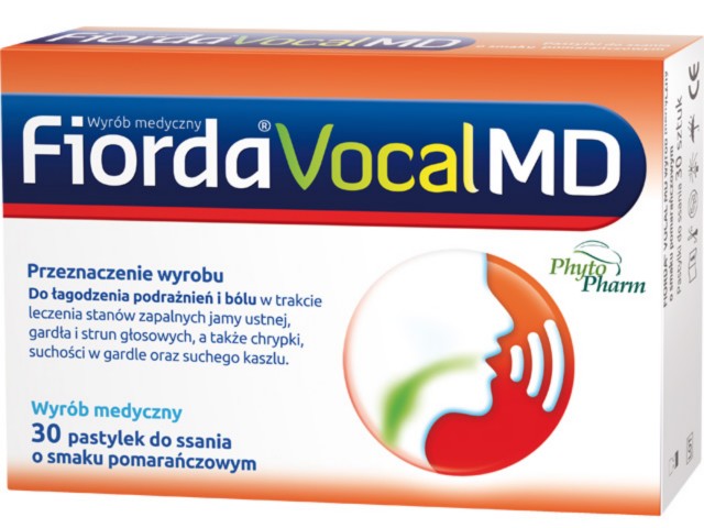 Fiorda Vocal Md o smaku pomarańczowym interakcje ulotka pastylki do ssania  30 pastyl. (2 blist. po 15 pastyl.)