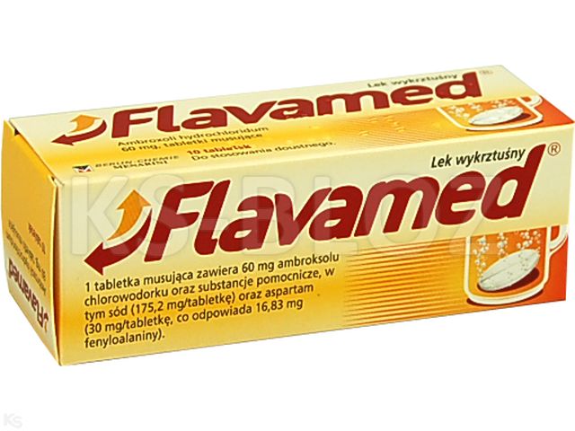 Flavamed interakcje ulotka tabletki musujące 60 mg 10 tabl.