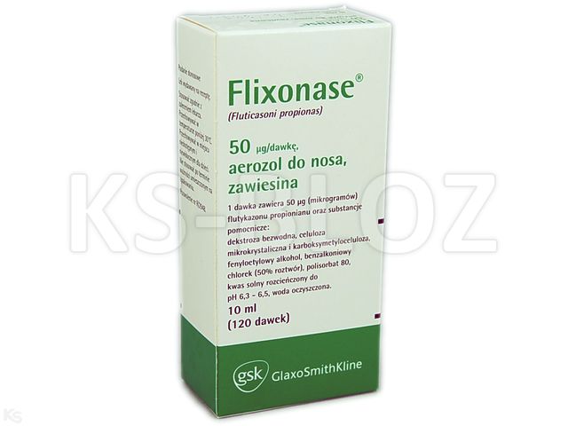 Flixonase interakcje ulotka aerozol do nosa, zawiesina 50 mcg/daw. 1 poj. po 120 daw. | 10 ml