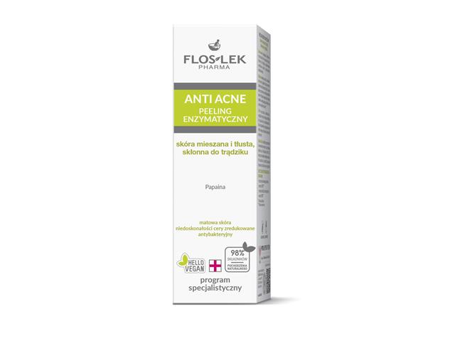 Flos-Lek Anti Acne Peeling enzymatyczny skóra mieszana i tłusta, skłonna do trądziku interakcje ulotka peeling  50 ml