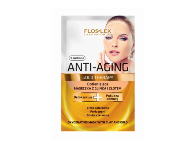 Flos-Lek Anti-Aging Gold Therapy Maseczka dotleniający z glinką, złotem interakcje ulotka maseczka - 10 ml (2 szt. po 5 ml)