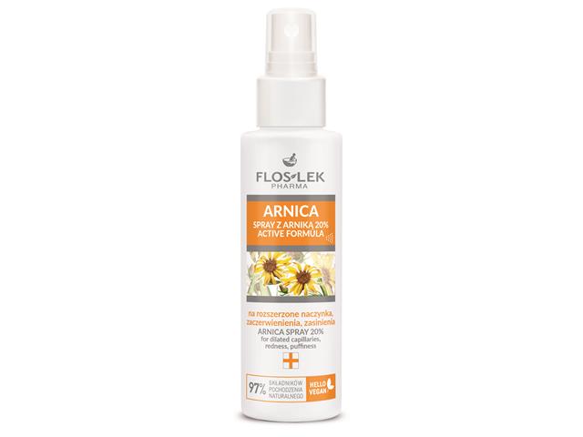 Flos-Lek Arnica Spray na rozszerzone naczynka, zaczer., zasinienia z arniką 20% active formula interakcje ulotka spray  100 ml