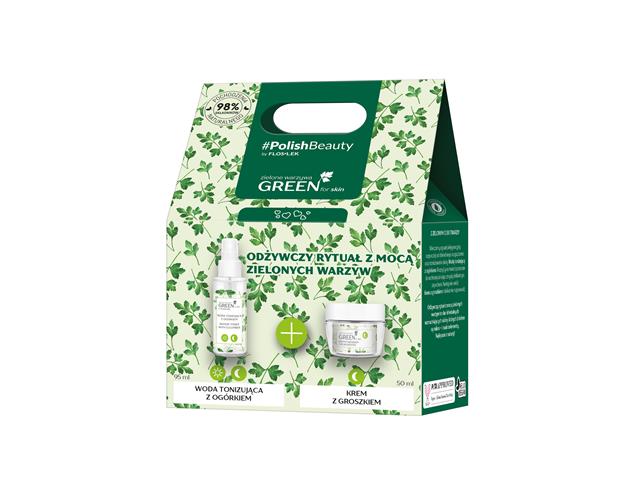 Flos-Lek Green For Skin Zestaw Krem z Groszkiem n/noc i Woda Tonizująca z Ogórkiem interakcje ulotka zestaw - 50 ml + 95 ml