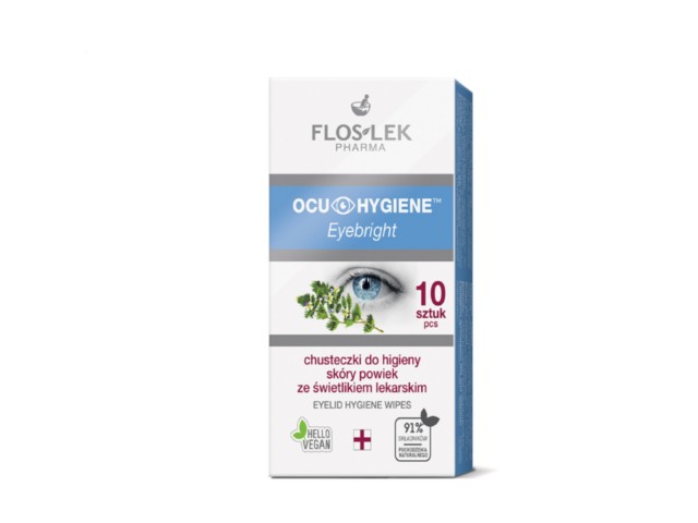 Flos-Lek Ocu Hygiene Eyebright Chusteczki do higieny skóry powiek ze świetlikiem lekarskim interakcje ulotka chusteczka  10 szt.