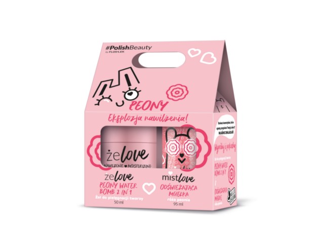 Flos-Lek Peony Zestaw Żelove Nawilżenie Water Bomb 2in1 Żel + Mistlove Odświeżająca Mgiełka interakcje ulotka zestaw - 50 ml + 95 ml