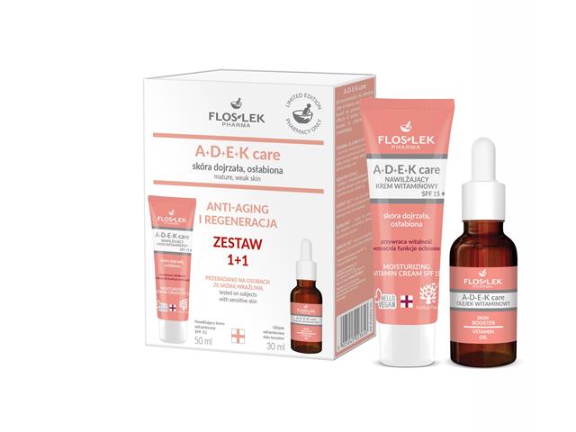 Flos-Lek Pharma A+D+E+K Care Anti-Aging I Regeneracja Zestaw krem+olejek interakcje ulotka zestaw  50 ml