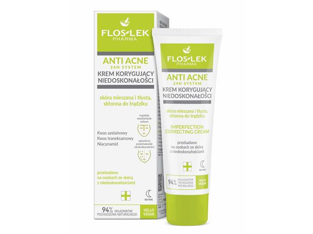 FLOS-LEK PHARMA ANTI ACNE 24H SYSTEM Krem koryguj.niedoskonałości sk.miesz.i tł.,skłonna do trądziku interakcje ulotka krem  50 ml