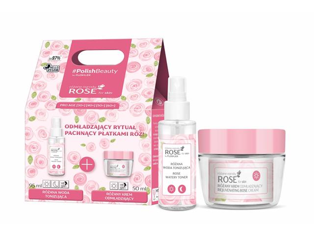 Flos-Lek Rose For Skin Pro Age Zestaw Różany Krem Odmładzający n/dzień i Różana Woda Tonizująca interakcje ulotka   50 ml | + 95 ml