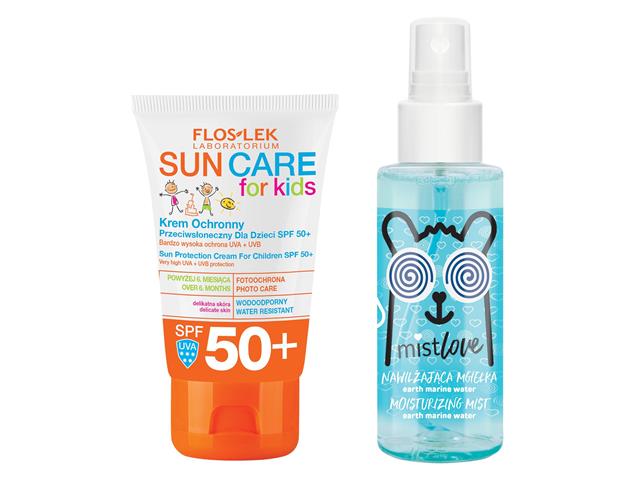 FLOS-LEK SUN CARE Krem ochr. p/słoneczna d/dzieci SPF 50+ +MISTLOVE nawilżająca Mgiełka MARINE WATER interakcje ulotka zestaw - 50 ml + 30 ml