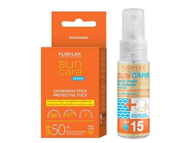 FLOS-LEK SUN CARE Ochronny Stick SPF 50+ + Suchy Olejek do opalania SPF 15 interakcje ulotka zestaw - 16 g (+ 32 ml)