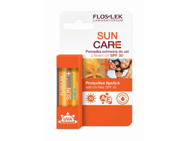 Flos-Lek Sun Care Pomadka do ust ochronna SPF 30 z filtrem UV interakcje ulotka pomadka do ust - 1 szt.