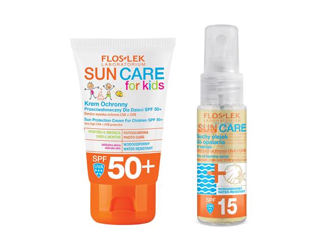 Flos-Lek Sun Care Zestaw Krem ochronny przeciwsłoneczny SPF 50+ + Suchy Olejek do opalania SPF 15 interakcje ulotka zestaw  50 ml