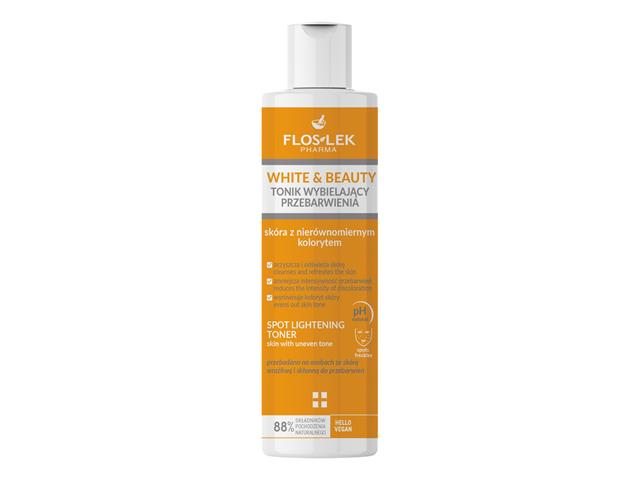 FLOS-LEK WHITE & BEAUTY Tonik wybielający przebarwienia sk.z nierównomiernym kolorytem interakcje ulotka tonik - 225 ml