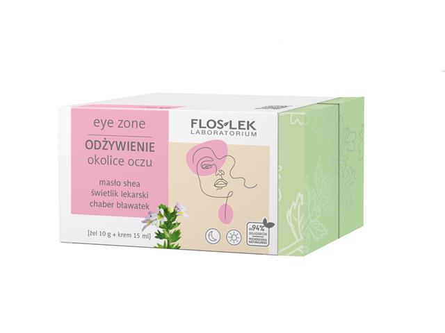 Flos-Lek Zestaw EYE ZONE ODŻYWIENIE OKOLICE OCZU Żel do powiek i pod oczy + Krem pod oczy odżywczy interakcje ulotka zestaw  10 g (+ 15 ml)