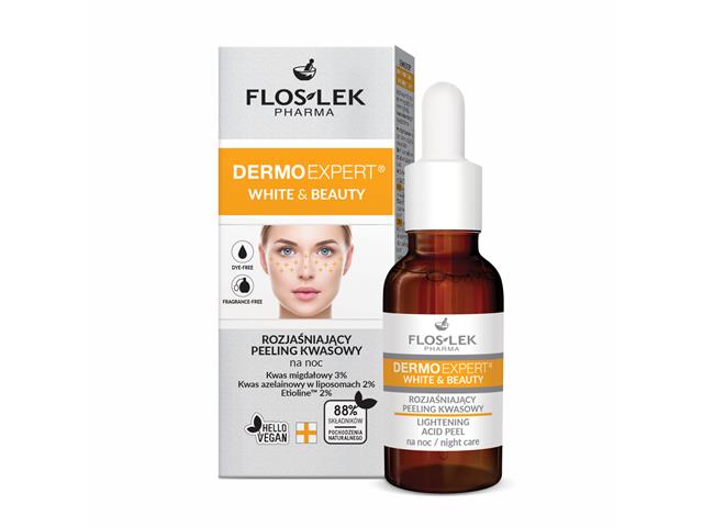 Floslek Dermo Expert White & Beauty Peeling kwasowy rozjaśniający na noc interakcje ulotka peeling - 30 ml