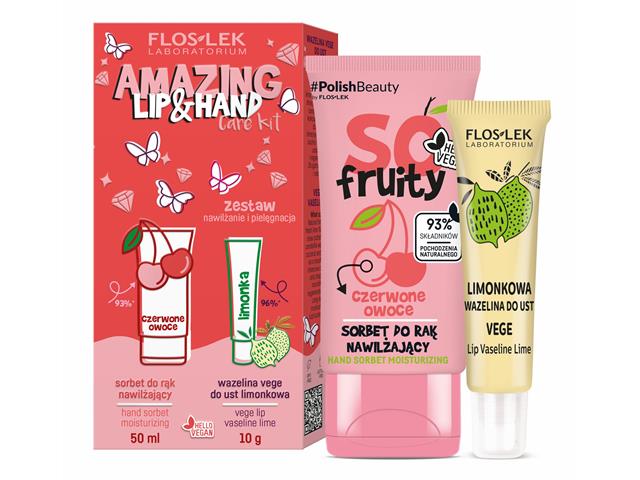 FLOSLEK LABORATORIUM AMAZING LIP & HAND KIT Zestaw NAWILŻANIE I PIELĘGNACJA Sorbet + Wazelina interakcje ulotka   50 ml | + 10 g