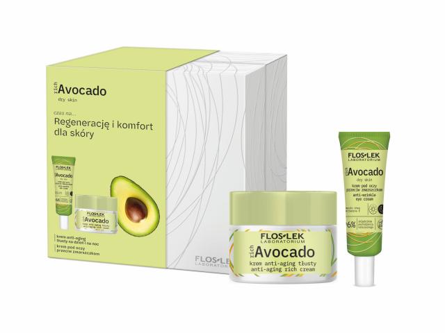 Floslek Laboratorium Avocado Rich Dry Skin zest. Regener.i komfort d/sk. Kr. na dz.,noc + Kr. p/oczy interakcje ulotka zestaw  30 ml + 50 ml