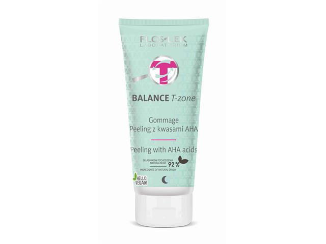 Floslek Laboratorium Balance T-Zone Gommage Peeling z kwasami AHA interakcje ulotka peeling  125 ml