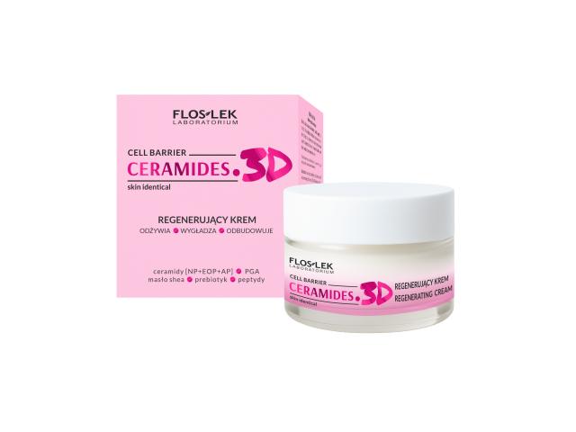 Floslek Laboratorium Ceramides. 3D Krem odżywia, wygładza, odbudowuje regenerujący interakcje ulotka krem  50 ml