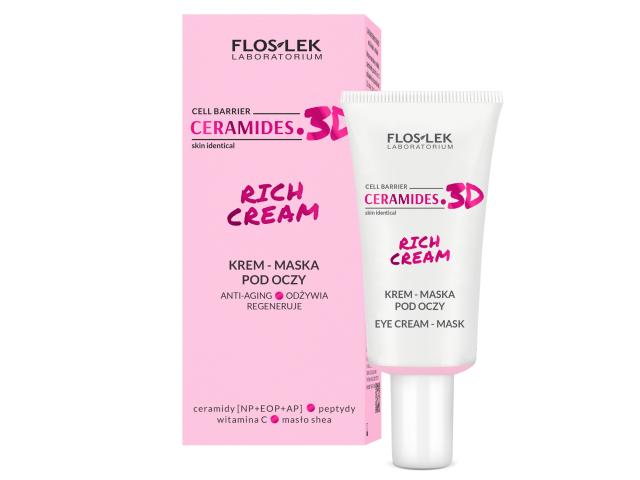 Floslek Laboratorium Ceramides. 3D Reach Cream Krem-maska anti-aging pod oczy odżywia, regeneruje interakcje ulotka krem - 30 ml