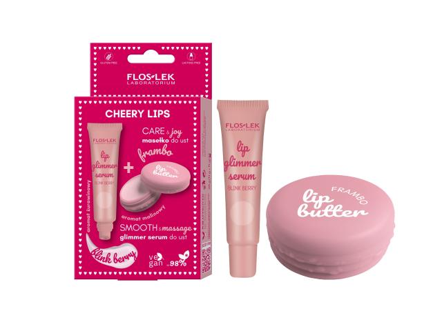 Floslek Laboratorium Cheery Lips Zestaw Glimmer serum do ust BLINK BERRY i masełko do ust FRAMBO interakcje ulotka zestaw - 14 g + 10 g
