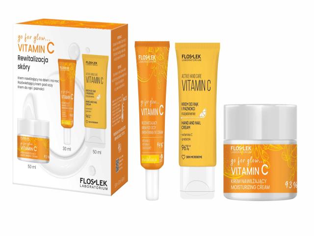 Floslek Laboratorium Go For Glow… Vitamin C zest. Kr. nawilż.+Kr. p/oczy+Kr. d/rąk i pazn. interakcje ulotka zestaw  50 ml | + 30 ml + 50 ml