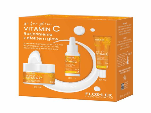 Floslek Laboratorium Go For Glow… Vitamin C Zestaw Krem anti-aging+serum vit.C 10%+krem pod oczy interakcje ulotka zestaw  50 ml (+ 30 ml + 30 ml)