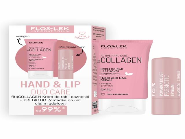 Floslek Laboratorium Hand & Lip Duo Care zest. fitoCOLLAGEN Krem d/rąk + PREBIOTIC Pomad. ol. migd. interakcje ulotka zestaw  50 ml + 4 g