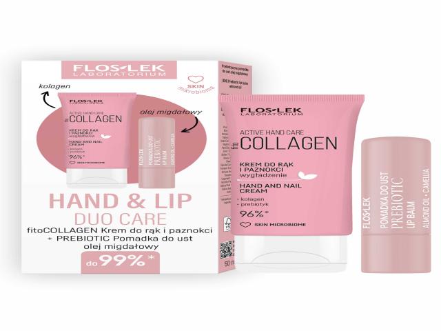 Floslek Laboratorium Hand & Lip Duo Care zest. fitoCOLLAGEN Krem d/rąk + PREBIOTIC Pomad. ol. migd. interakcje ulotka zestaw  50 ml