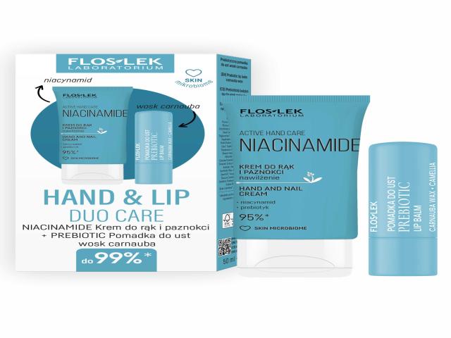 Floslek Laboratorium Hand & Lip Duo Care Zestaw NIACINAMIDE kr.d/rąk+PREBIOTIC Pomad. wosk carnauba interakcje ulotka zestaw  50 ml