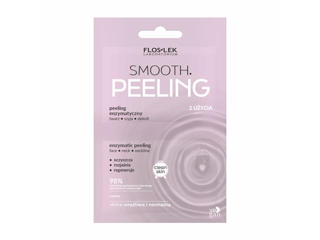 FLOSLEK LABORATORIUM SMOOTH Peeling enzymatyczny twarz szyja dekolt skóra wrażliwa i normalna interakcje ulotka peeling  2 szt. po 4 ml