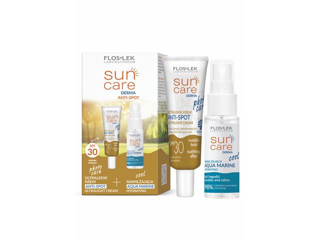 Floslek Laboratorium Sun Care Derma Anti-Spot Zestaw photo care krem anti-spot + cool aqua marine interakcje ulotka zestaw - 30 ml + 30 ml