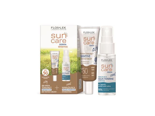 Floslek Laboratorium Sun Care Derma Zest. city BB krem tonujący sensitive + cool nawilż. aqua marine interakcje ulotka zestaw  30 ml + 30 ml